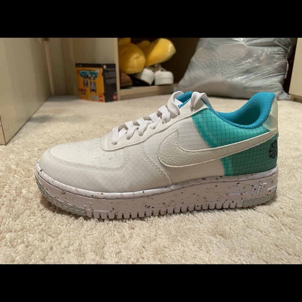 Nike Air Force 1 Low Crater “Move To Zero” in White/Aqua